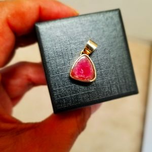 10k  6 carat Tourmaline pink orangish gold charm